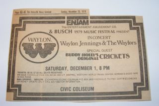 Vtg 1979 Waylon Jennings Buddy Holly 