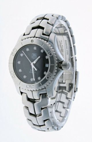 Tag Heuer Link Wj1318 - 0 Stainless Steel Black Dial W/diamonds 27mm Ladies Watch