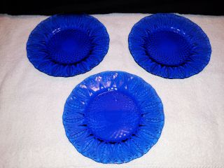 Set Of 3 Royal Sapphire Cobalt Blue 8 " Dessert Salad Plates France