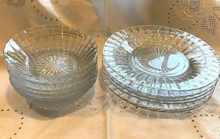 Vintage Heisey Clear Glass 6 Coarse Rib Desert,  Berry,  Or Salad Plates & 6 Bowls