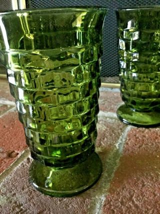 Set Of 5 Vintage 1960s 1970s Avocado Green Tall Drinking Glasses EUC 3