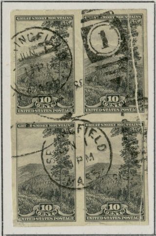 765 Var.  10¢ Smokey Mountains Pre - Print Paper Fold Error In Blk - Rare - Bq347
