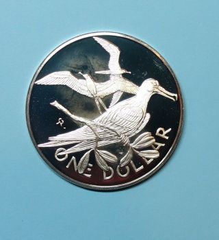 British Virgin Islands Silver Proof One Dollar 1974.  0.  925 Silver.  Frigate Bird