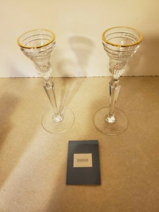 Waterford Marquis Hanover Candlesticks w/ Gold Trim 8 