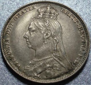 1892 Great Britain Silver Queen Victoria Last Year Of The Jubilee Shilling