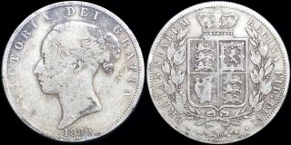 1886 Great Britain 1/2 Half Crown Queen Victoria Km 756 Foreign Silver Coin