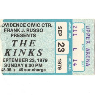 The Kinks & John Cougar Mellencamp Concert Ticket Stub 9/23/79 Providence Ri