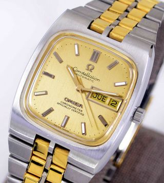 Omega Constellation Chronometer Automatic Day&date Yellow Gold Dial Men 