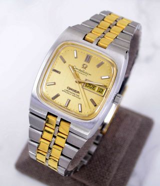 OMEGA CONSTELLATION CHRONOMETER AUTOMATIC DAY&DATE YELLOW GOLD DIAL MEN ' S WATCH 2