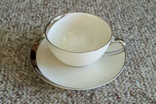 6 Pickard Crescent Ivory Silver Platinum 1123 Cups Saucers