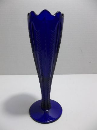 Vintage Cobalt Blue Glass Vase 8.  25 "