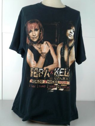 Reba & Kelly Clarkson 2 Worlds 2 Voices Tour 2008 Black Cotton Ss Tshirt Size L