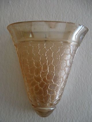 Vtg Jeannette Glass Co.  Marigold Carnival Crackle Pattern Wall Pocket Vase Gc