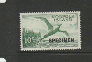 Norfolk Island 1960/2 Defs 10/ - Opt Specimen Um/mnh Sg 36s
