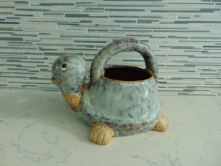 CUTE TURTLE Art Pottery WATERING CAN Great Holiday Gift 2