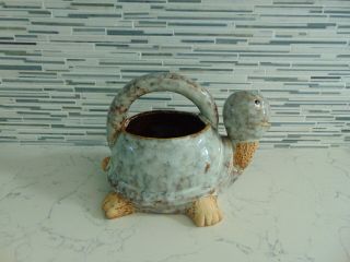 CUTE TURTLE Art Pottery WATERING CAN Great Holiday Gift 3