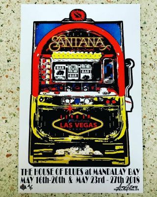 Santana Concert Poster Signed D Proof Flyer Las Vegas Mandalay Bay Woodstock