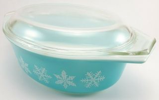 Vintage Snowflake Garland 043 Pyrex Casserole Dish - 1.  5 Quart Dish With Lid