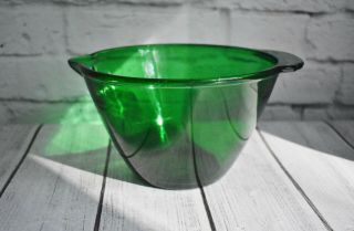 Vintage Anchor Hocking Forest Green Glass Batter Bowl Art Deco