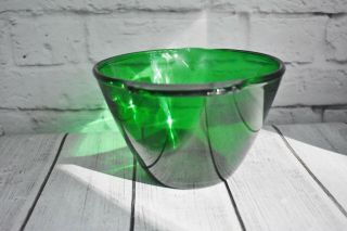 Vintage Anchor Hocking Forest Green Glass Batter Bowl Art Deco 2