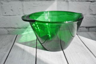 Vintage Anchor Hocking Forest Green Glass Batter Bowl Art Deco 3