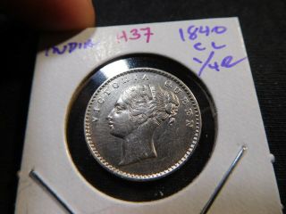 H37 India British 1840 1/4 Rupee Continuous Legend