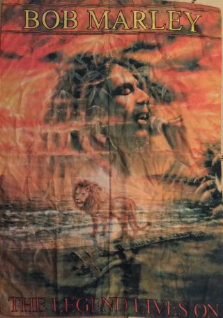 Bob Marley The Legend Lives On Cloth Poster Flag Wall Banner 53.  5 " X 36.  5 "