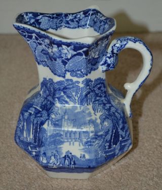 Vintage Mason’s Patent Ironstone China Vista England Blue Pitcher / Vase