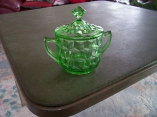 Cube Cubist Green Covered 3 " Sugar Bowl