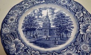 Set of 5 LIBERTY BLUE Staffordshire Independence Hall DINNER PLATES - England 3
