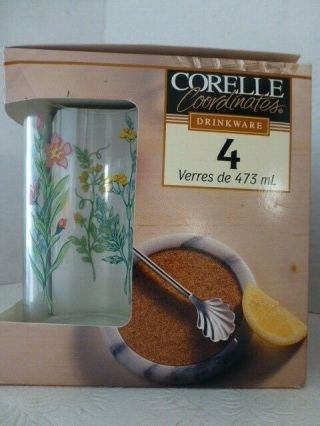 Corning Corelle My Garden 4 - 6 " Tumblers Drinking Glasses Floral - 3