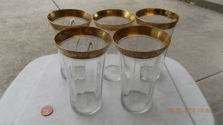 Vintage Tiffin Rambler Rose 10 0unce1 1/4 Cup Water Glass With Gold Rim Set Of 5