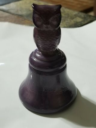 Boyd Art Glass Owl Bell Purple Lavender B In Diamond No Lines