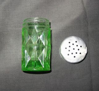 Green Depression Glass Shaker - Windsor/diamond