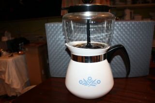 Vintage Corning Ware Drip - O - Lator Blue Cornflower 2qt 8 Cup Coffee Tea Pot