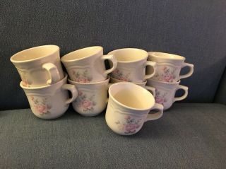 Pfaltzgraff Tea Rose Stoneware Set Of 9 12 Oz.  Coffee Mugs Gently Usa