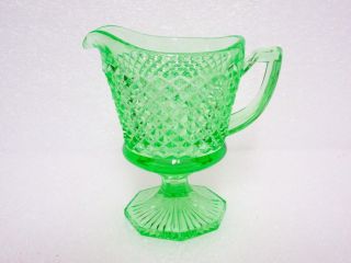 Vintage Green English Hobnail Hex - Footed Creamer / Westmoreland Glass Co