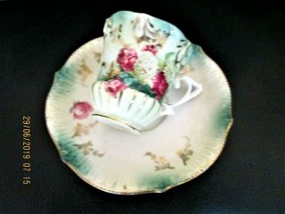 Awesome Rs Prussia Demitasse Cup And Saucer Roses Snowballs Gold Stenciling