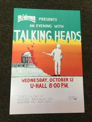 The Talking Heads 1983 Charlottesville Concert Cardstock Poster 12 " X 18 "