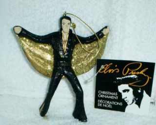 Elvis Presley Black Cape Jumpsuit Christmas Ornament