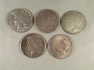 U.  S.  1935 Peace Silver Dollar - 5 Coins