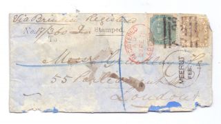 India 1878 Victoria Registered Cover From Meerut To London,  Brindisi 10 An.  Rate