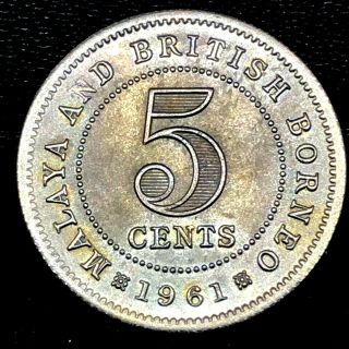 1961 - Bu.  Malaya & British Borneo 5 Cents Britain Empire.  Km 1