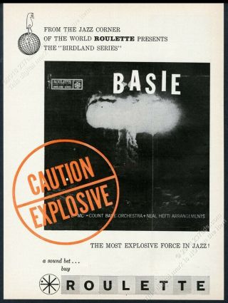 1958 Count Basie Atomic Album Release Mushroom Cloud Photo Vintage Print Ad