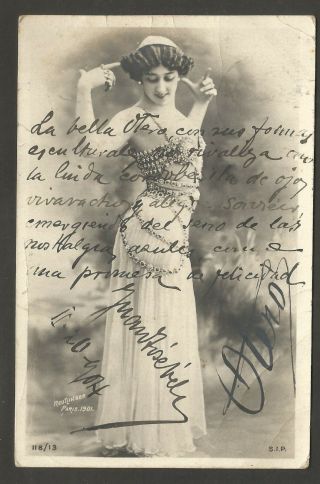R Photo Studio La Bella Otero Spain Dancer 1900 Signed Printed Postcard