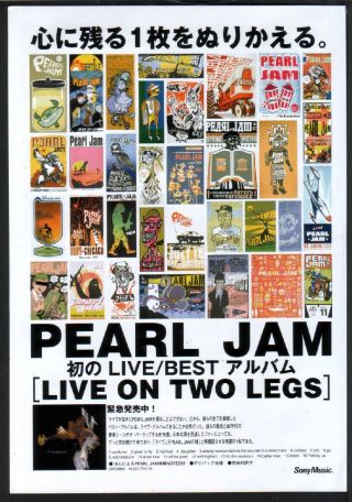 1991 Pearl Jam Live On Two Legs Japan Album Promo Ad / Mini Poster Advert P01r
