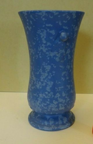 SDF105 RUMRILL ART POTTERY VASE,  blue,  spatter glaze,  vintage,  7 1/2 