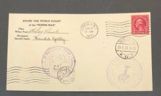 Round The World Flight Cover Of The " Winnie Mae " 1931 Getty,  Pilot Signed Ch 24