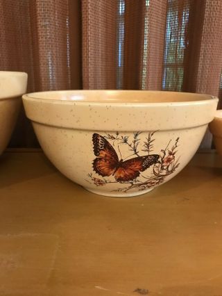 TREASURE CRAFT Pottery BUTTERFLY - Set of 3 NESTING MIXING BOWLS 3