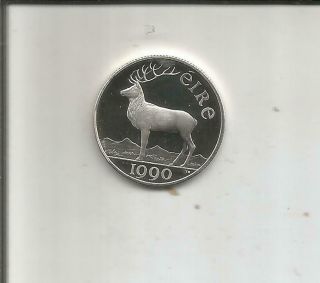 Ireland 5 Ecu 1990.  Deer.  Silver Coin.  Proof.  Unc.  7rw 28oct